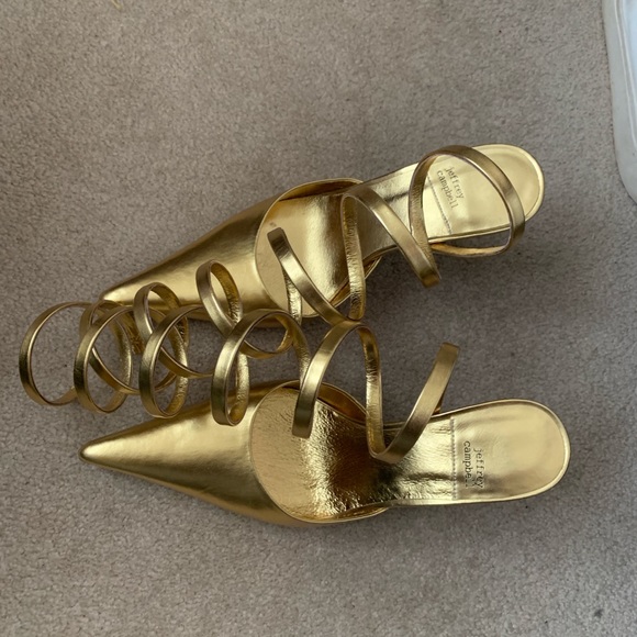 Jeffrey Campbell Gold Aphrodite Strappy Heels Size 9.5 - Picture 2 of 7